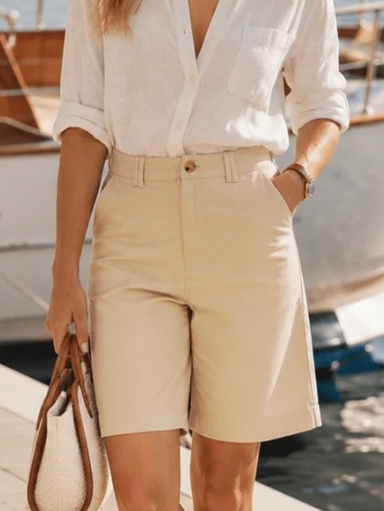 MOD REF Pants - HIGH WAIST DENIM KHAKI CHINO SHORTS - NWOT